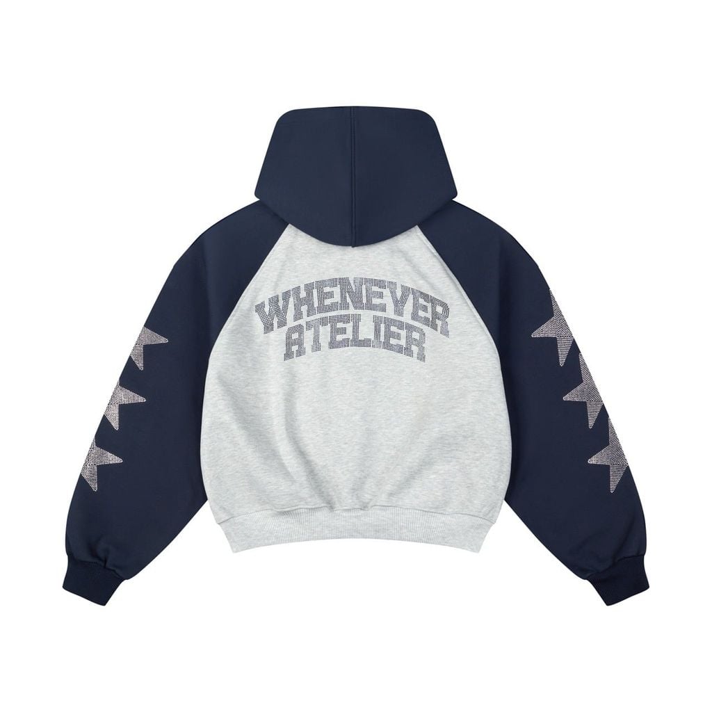 Áo khoác ”WHENEVER” SUPER STAR RAGLAN HOODIE ZIP / GREY NAVY