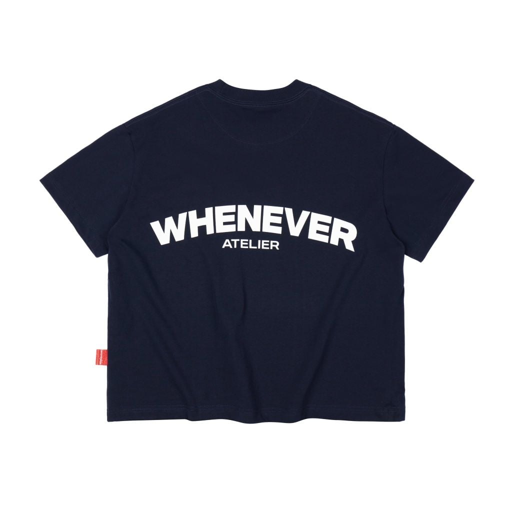 “ WHENEVER “ LOGO OVERSIZE T-SHIRT / NAVY