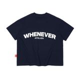 “ WHENEVER “ LOGO OVERSIZE T-SHIRT / NAVY