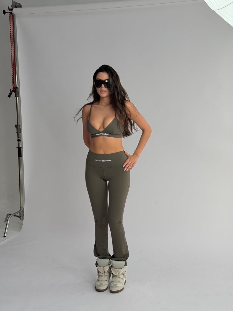 "WHENEVER" FLATTERING HIGH - FLARE LEGGINGS / OLIVE