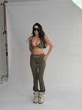 "WHENEVER" FLATTERING HIGH - FLARE LEGGINGS / OLIVE