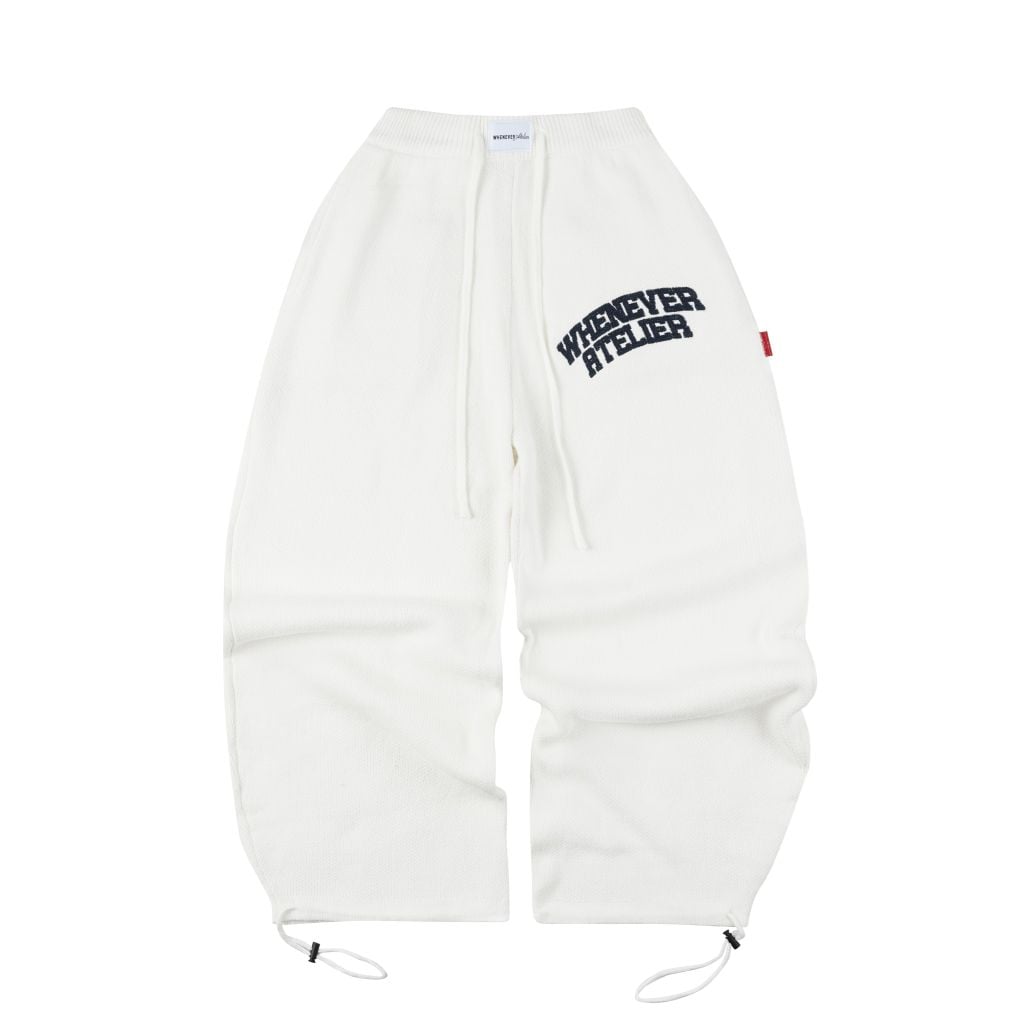 “WHENEVER” BASIC LOGO KNIT PANTS / WHITE NAVY