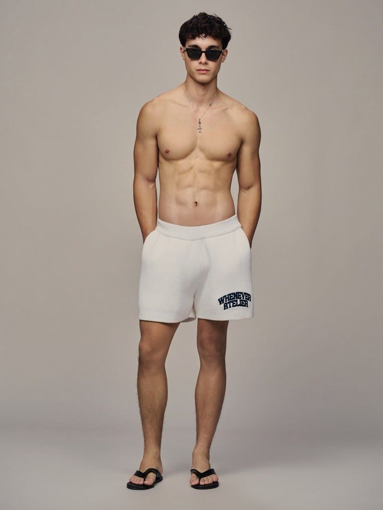 QUẦN DỆT KIM "WHENEVER" BASIC LOGO KNIT SHORTS / WHITE