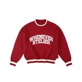 “WHENEVER” BASIC LOGO KNIT SWEATER / RED