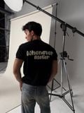 Áo dệt “WHENEVER” BASIC EMBOSSED LOGO WAFFLE T-SHIRT / BLACK