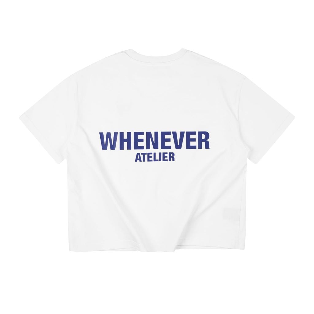 “WHENEVER” W BASIC T-SHIRT / WHITE NAVY