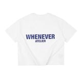 “WHENEVER” W BASIC T-SHIRT / WHITE NAVY