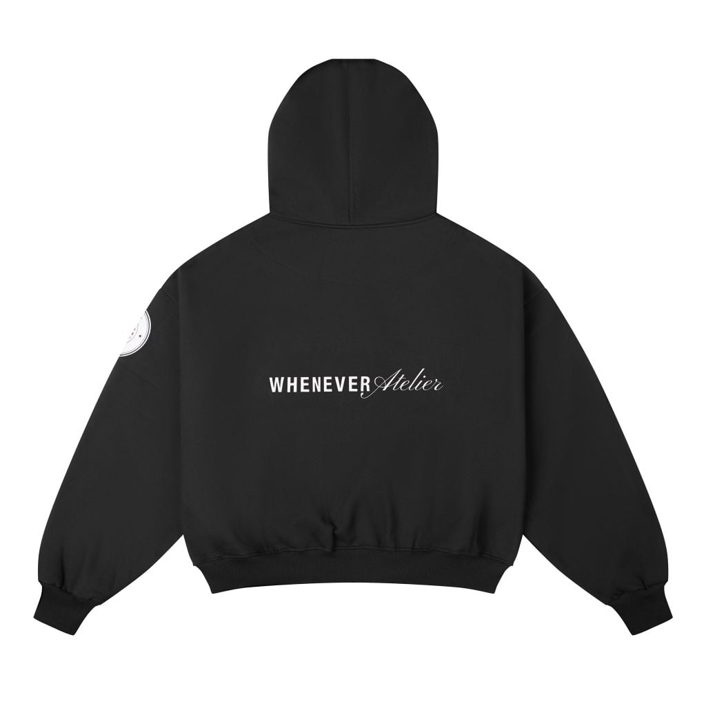 "WHENEVER" BIG LOGO HOODIE / BLACK