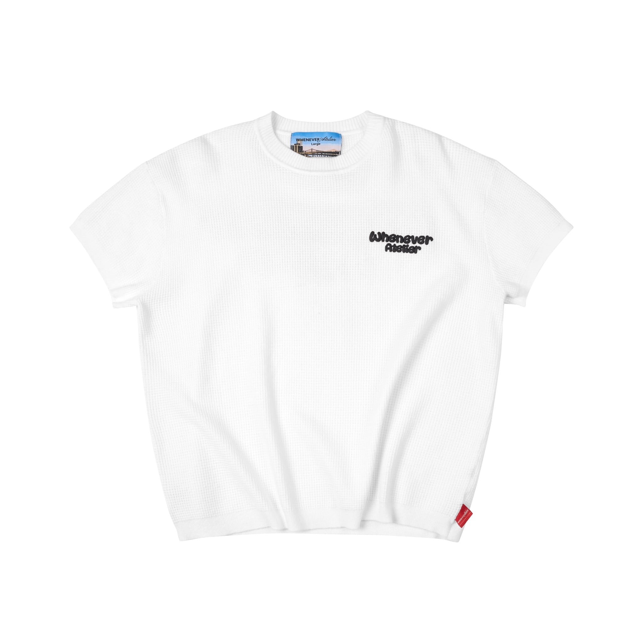 Áo dệt “WHENEVER” BASIC EMBOSSED LOGO WAFFLE T-SHIRT / WHITE