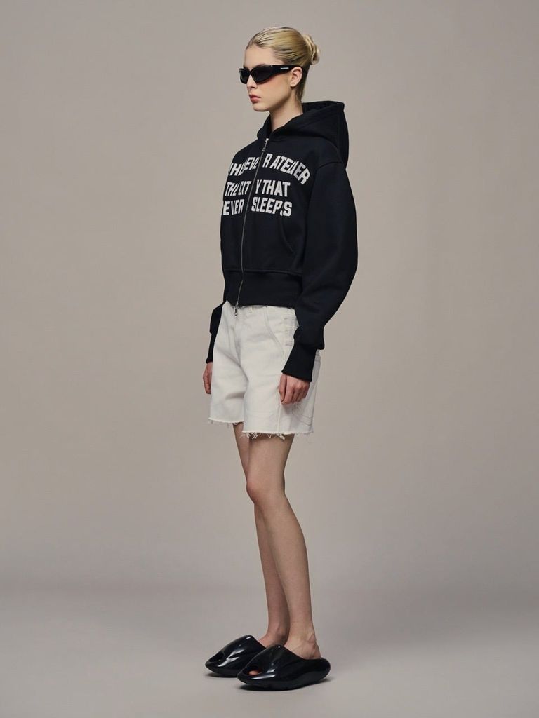 ÁO KHOÁC “WHENEVER” SS26 CROPPED ZIP-UP HOODIE / BLACK