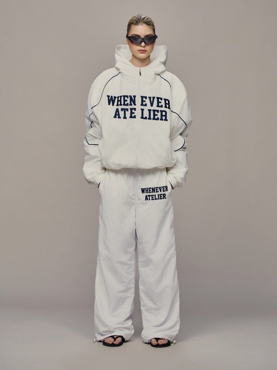 ÁO KHOÁC ''WHENEVER'' EMBROIDERED NYLON JACKET / WHITE
