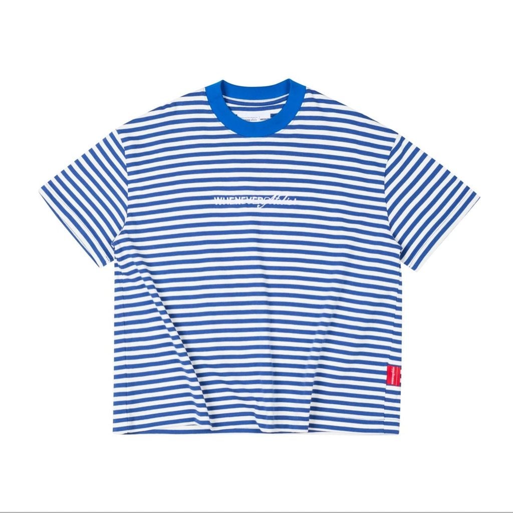 “WHENEVER” STRIPED T-SHIRT VER2 / BLUE