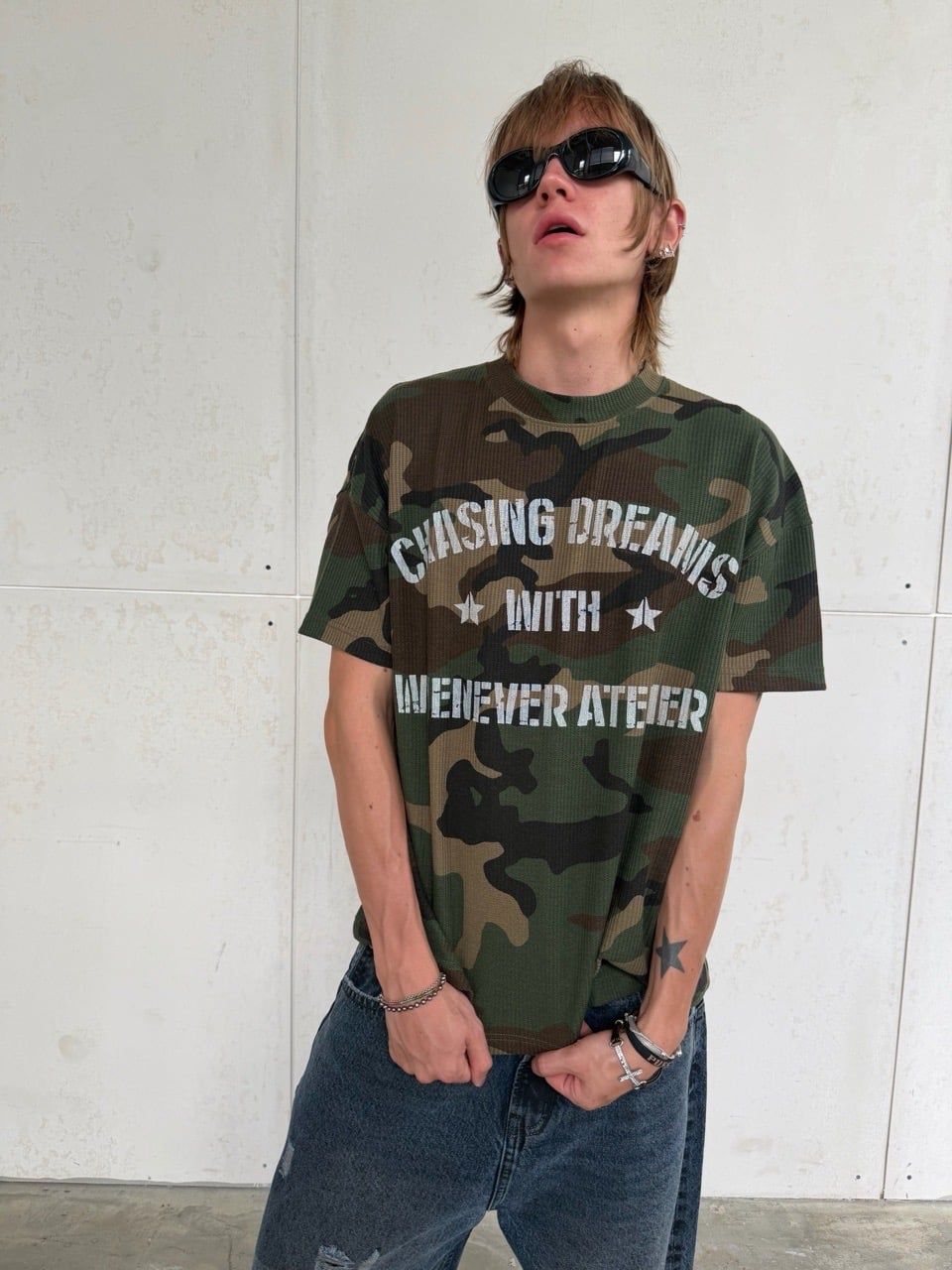 ÁO “WHENEVER” CD WAFFLE CAMO T-SHIRT/ GREEN