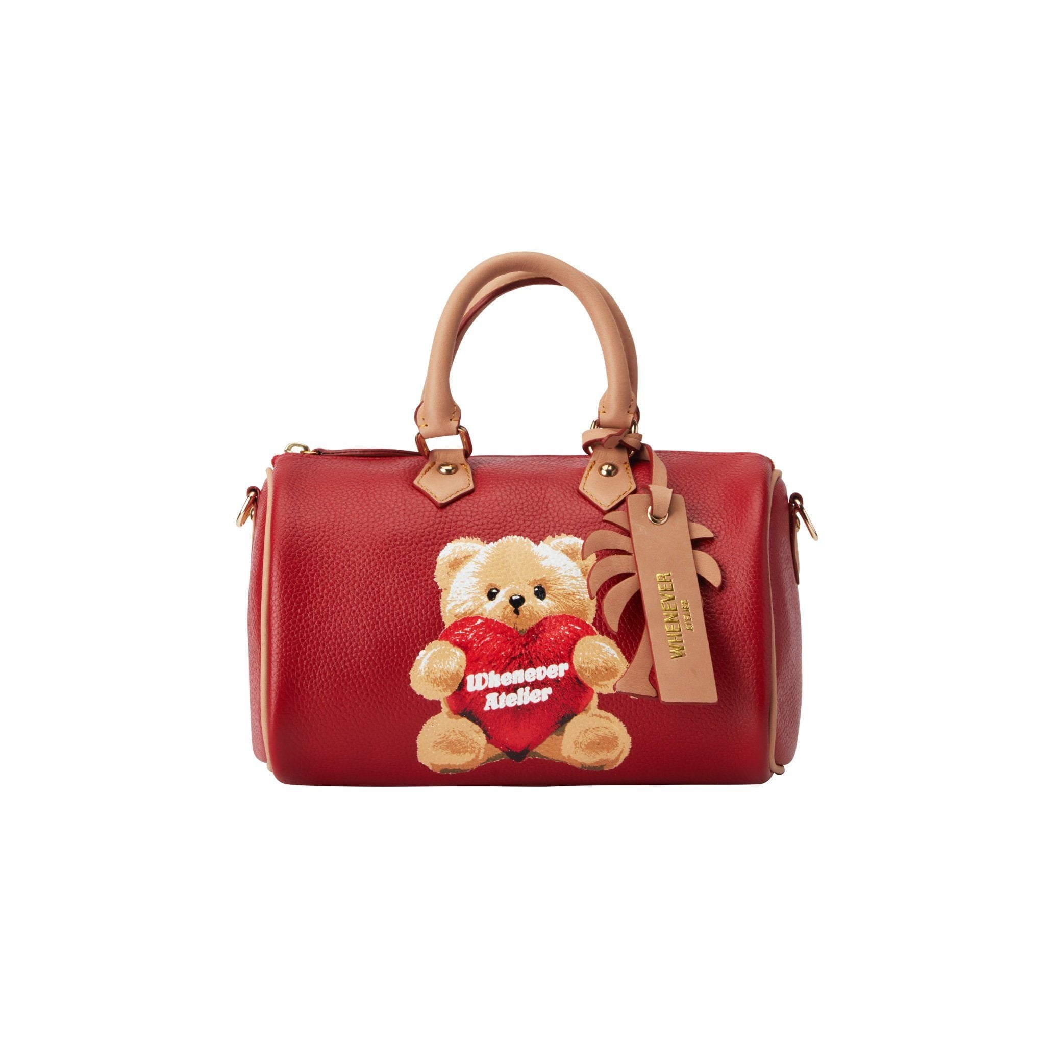 “WHENEVER” BEAR MINI LEATHER BAG / RED