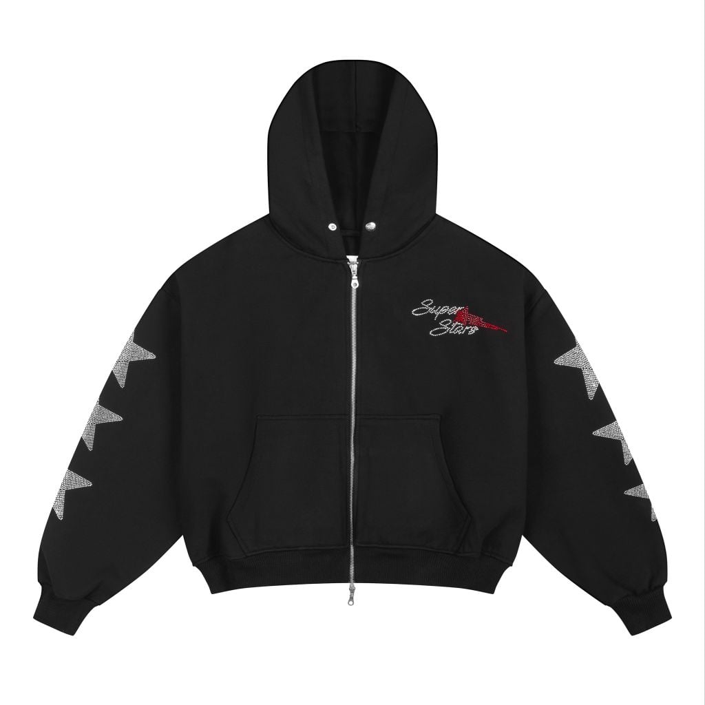 “WHENEVER” SUPER STAR HOODIE ZIP / BLACK