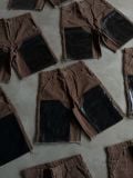 QUẦN NGẮN "WHENEVER" DOUBLE-KNEE LEATHER BAGGY SHORTS / BROWN