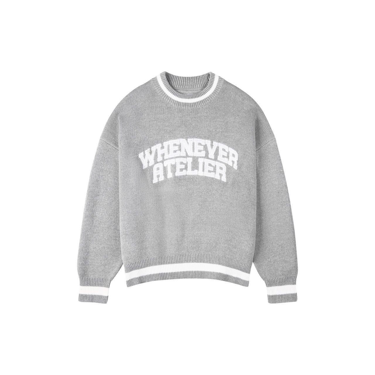 “WHENEVER” BASIC LOGO KNIT SWEATER / GREY