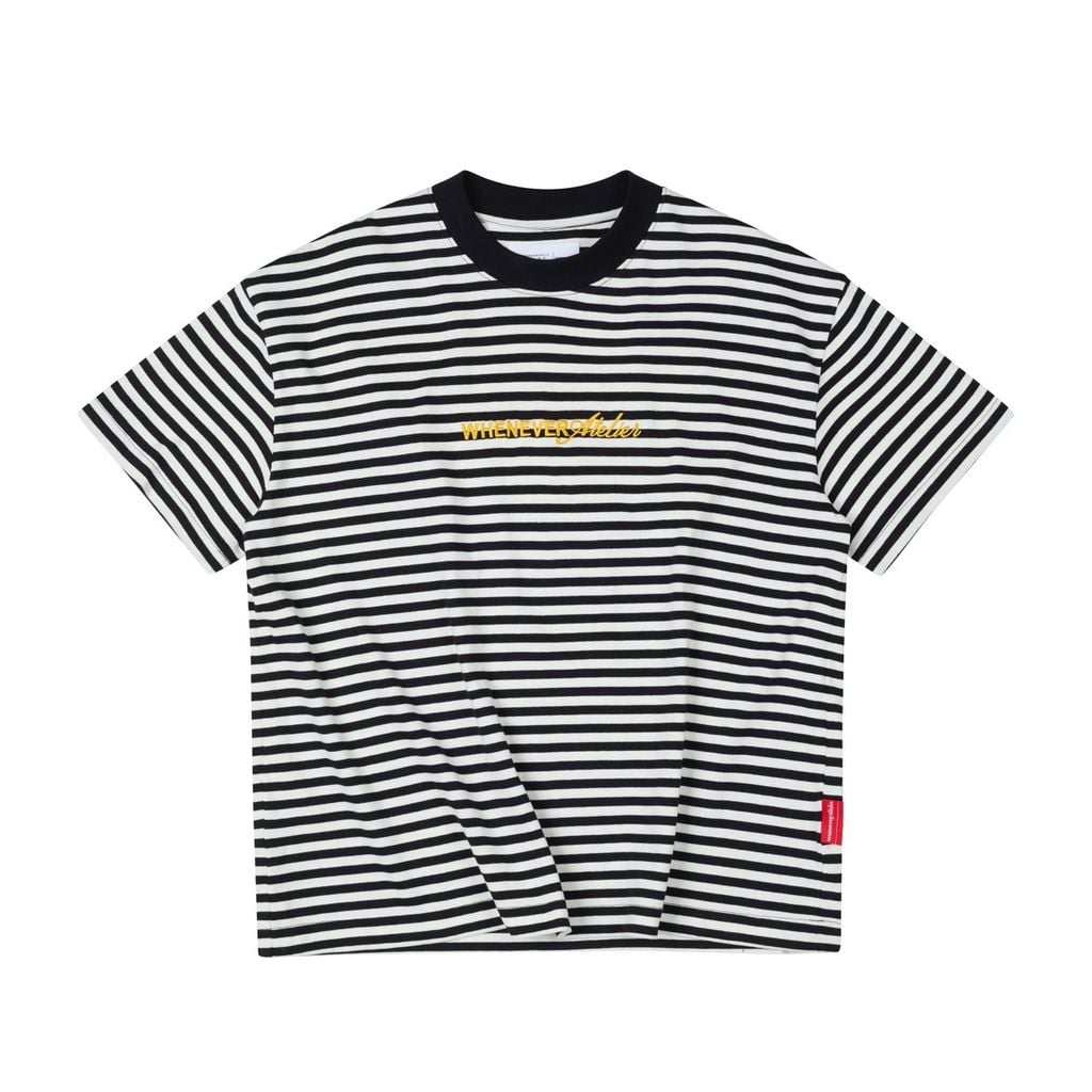 “WHENEVER” STRIPED T-SHIRT VER2 / BLACK