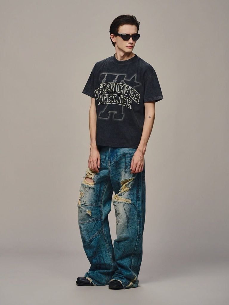QUẦN DÀI "WHENEVER" DISTRESSED BAGGY JEANS / VINTAGE BLUE