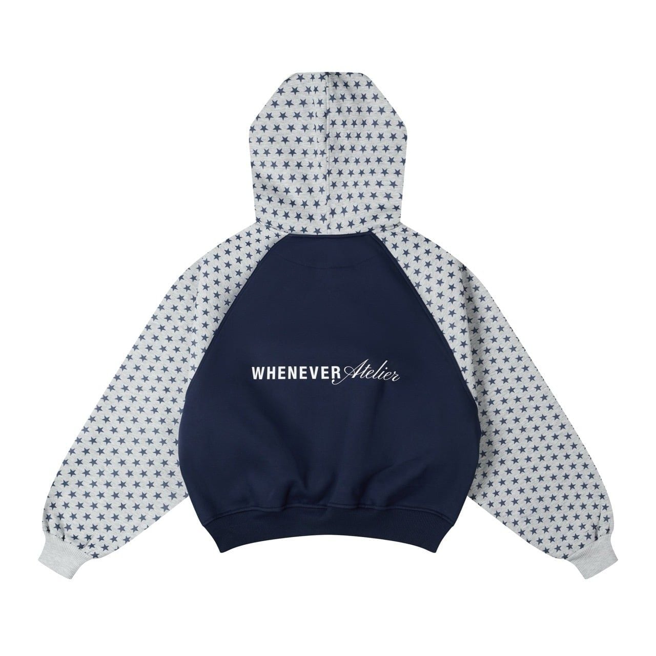 "WHENEVER" STAR RAGLAN HOODIE / NAVY GREY