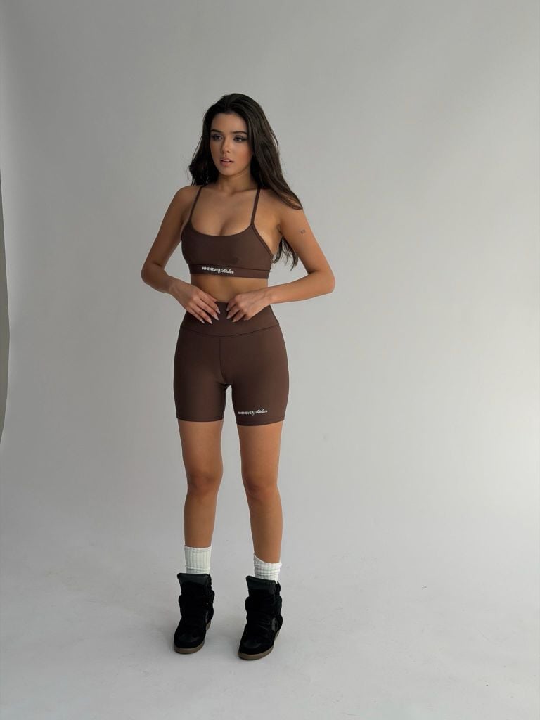 "WHENEVER" BASIC SPORTS SHORTS / CHOCO