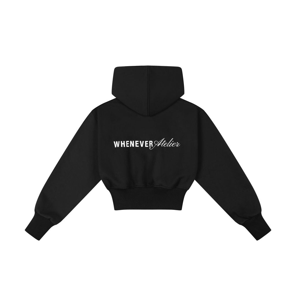 ÁO KHOÁC “WHENEVER” SS26 CROPPED ZIP-UP HOODIE / BLACK