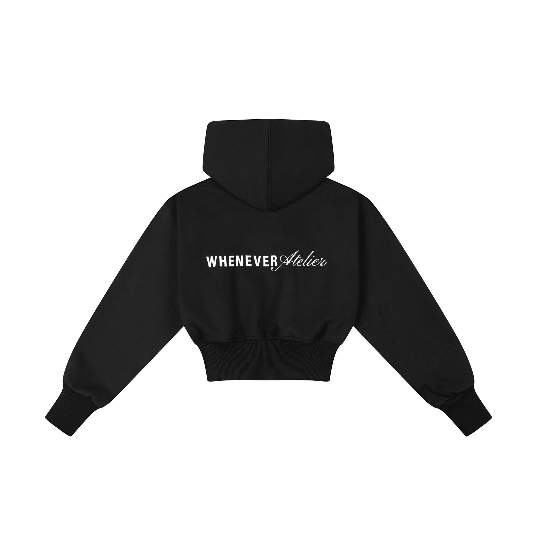 ÁO KHOÁC “WHENEVER” SS26 CROPPED ZIP-UP HOODIE / BLACK