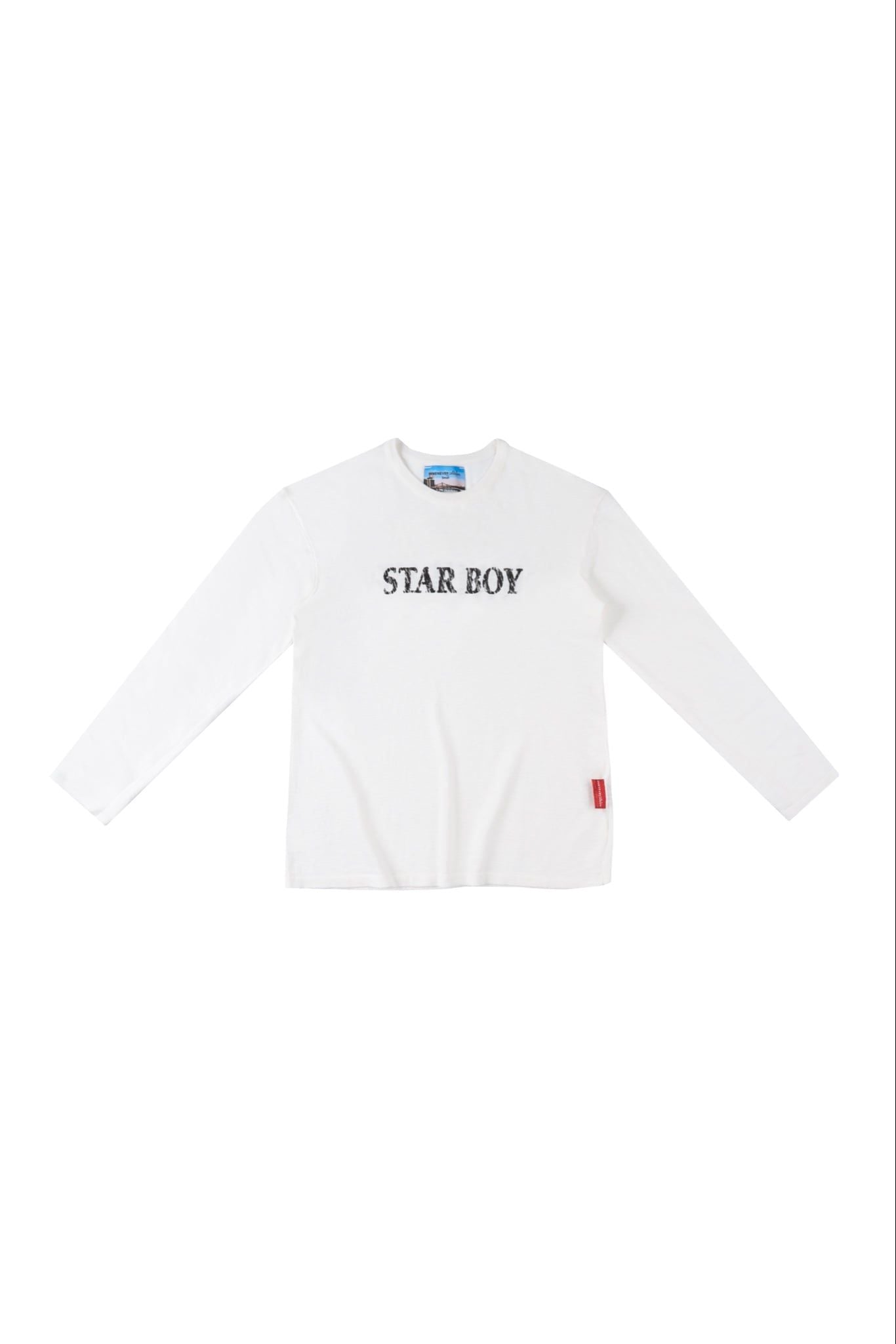 ÁO DỆT LEN TAY DÀI "WHENEVER" STAR BOY LONG SLEEVE T-SHIRT/ WHITE