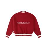 “WHENEVER” BASIC LOGO KNIT SWEATER / RED
