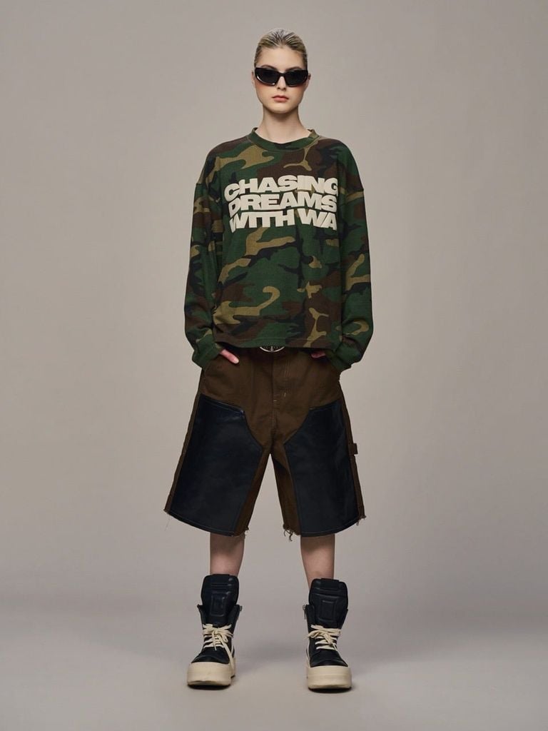 ÁO TAY DÀI  “WHENEVER” WAFFLE CAMO LONG SLEEVES / GREEN