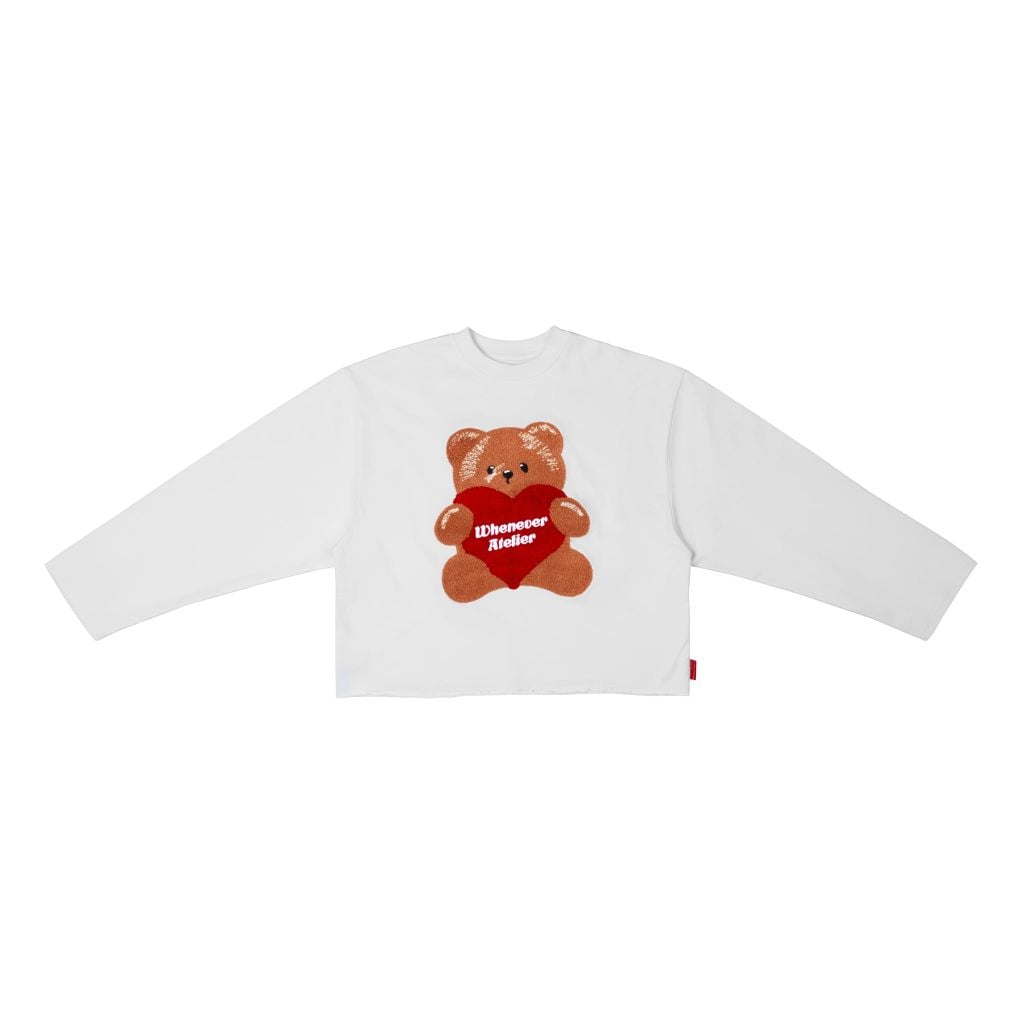 “WHENEVER” BEAR LONG SLEEVES T-SHIRT / WHITE