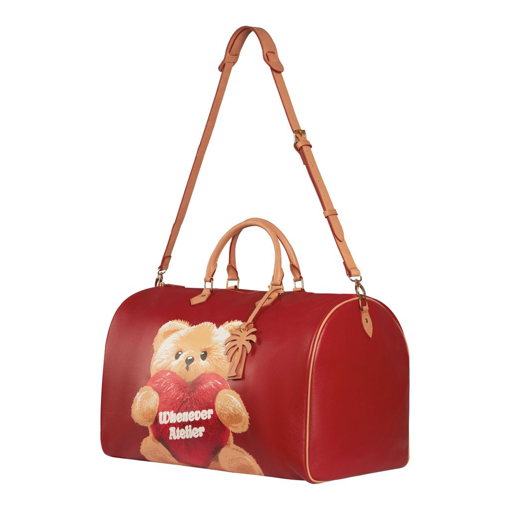 “WHENEVER” BEAR LEATHER BAG / RED