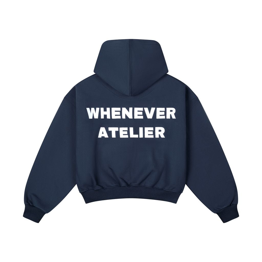 “WHENEVER” BASIC ZIP-UP HOODIE / NAVY VER 2
