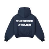 “WHENEVER” BASIC ZIP-UP HOODIE / NAVY VER 2