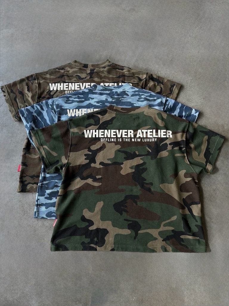 ÁO “WHENEVER” WAFFLE CAMO T-SHIRT / GREEN