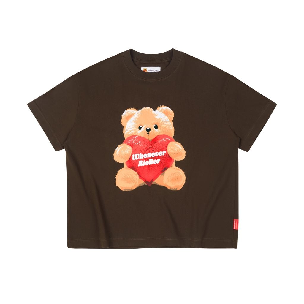 “WHENEVER” BEAR T-SHIRT / BROWN