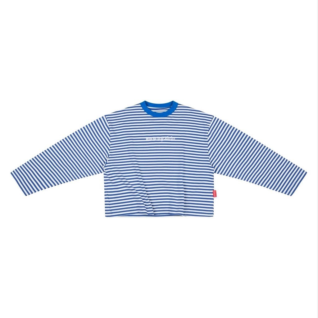 “WHENEVER” STRIPED LONG SLEEVE T-SHIRT VER2 / BLUE