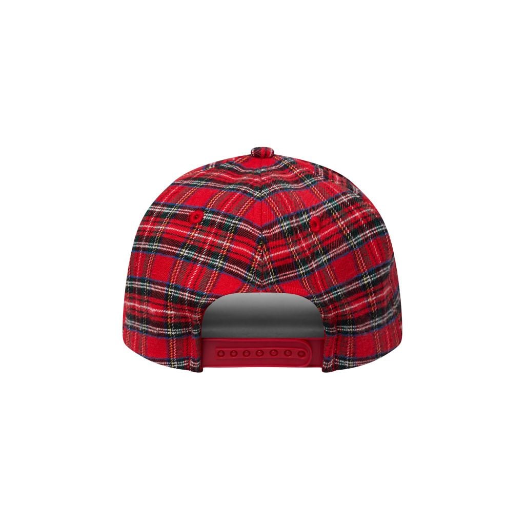 “WHENEVER” PLAID SURDECAP / SCARLET