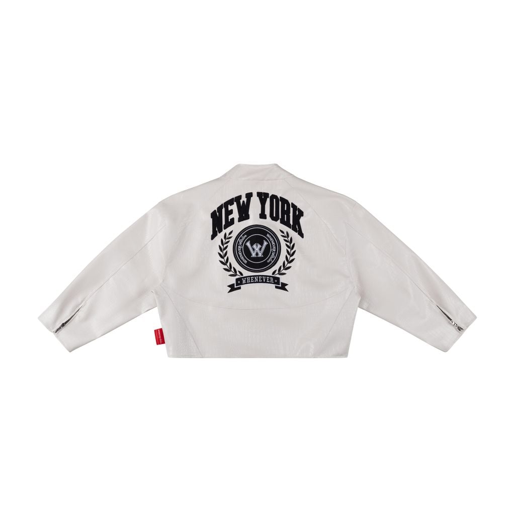 “WHENEVER” NY LEATHER JACKET / WHITE
