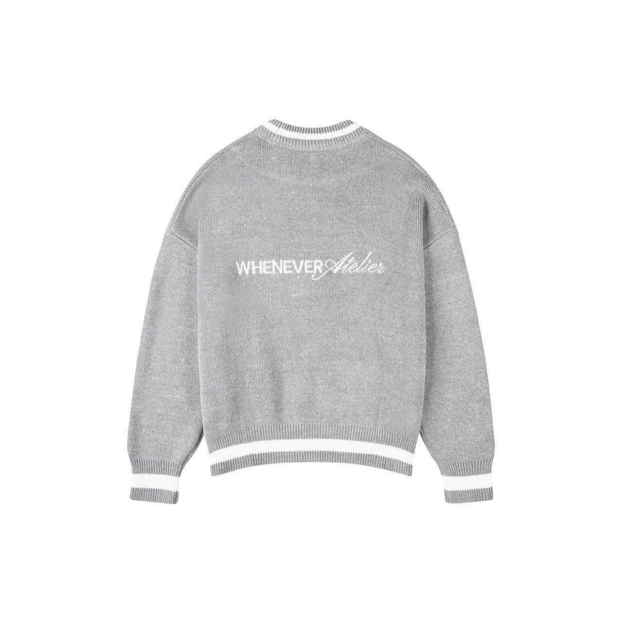 “WHENEVER” BASIC LOGO KNIT SWEATER / GREY