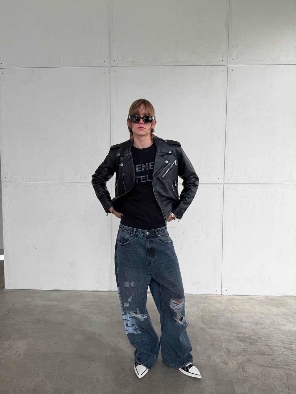 QUẦN DÀI "WHENEVER" ARC LOGO BAGGY JEANS /  FADED BLACK