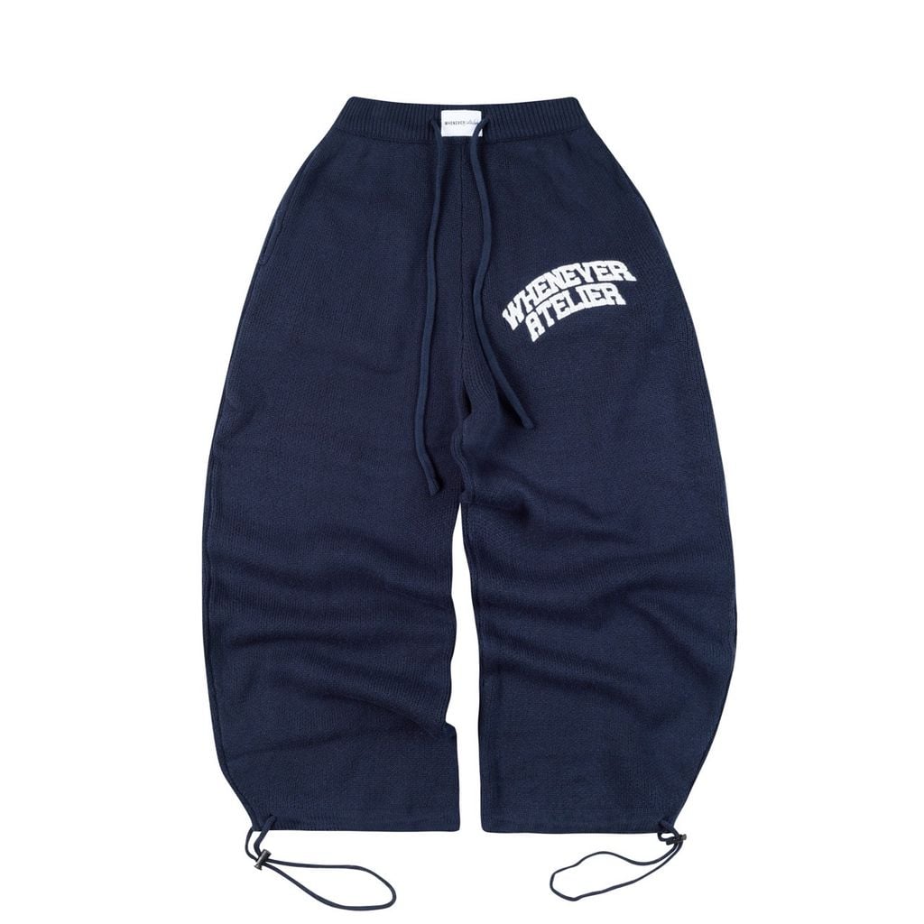 “WHENEVER” BASIC LOGO KNIT PANTS / NAVY