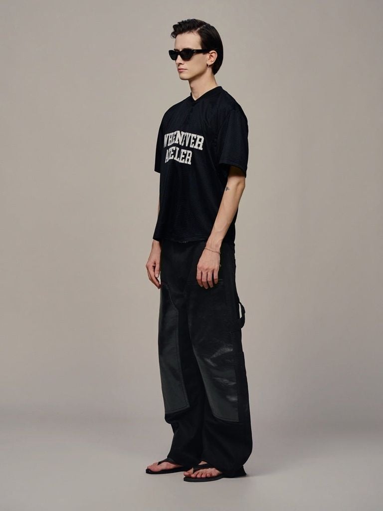 QUẦN DÀI "WHENEVER" DOUBLE-KNEE LEATHER PANTS / BLACK
