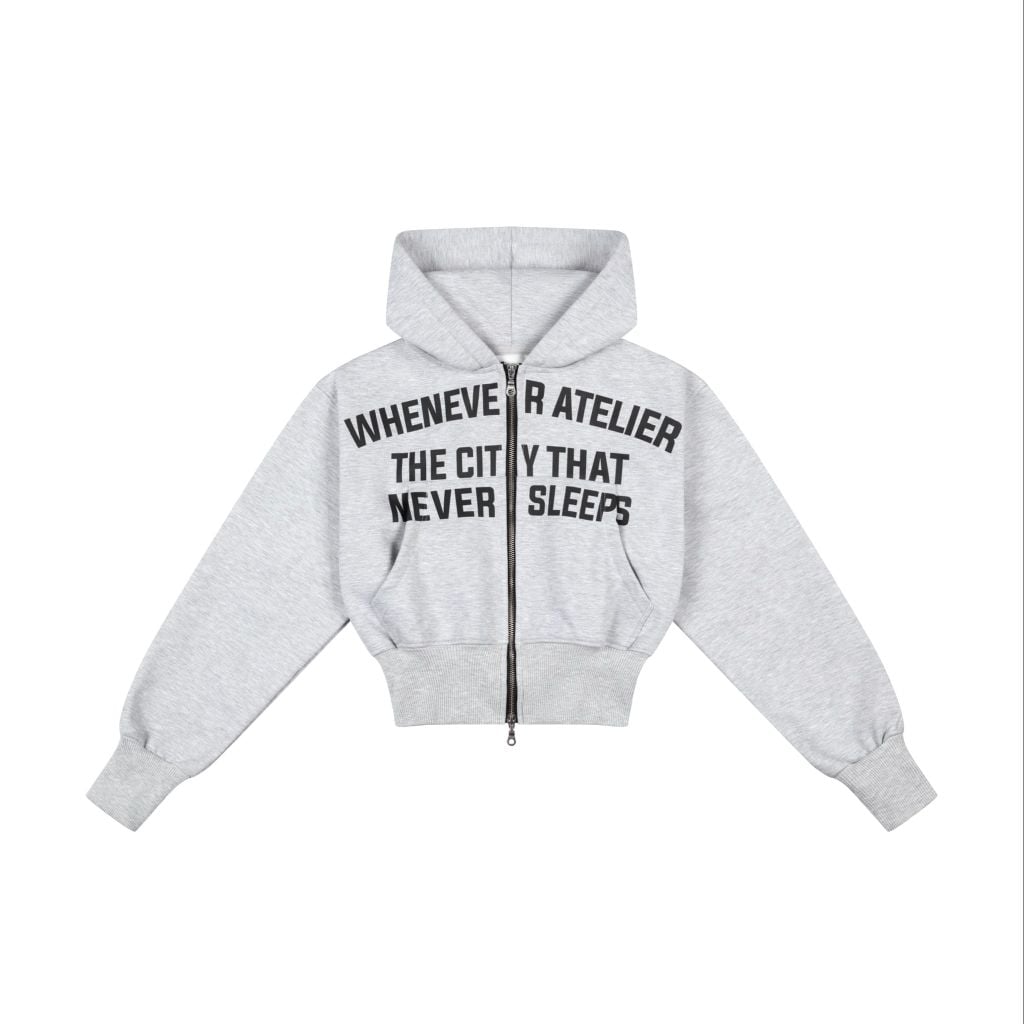 ÁO KHOÁC “WHENEVER” SS26 CROPPED ZIP-UP HOODIE / PREMIUM GREY