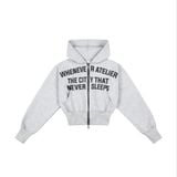 ÁO KHOÁC “WHENEVER” SS26 CROPPED ZIP-UP HOODIE / PREMIUM GREY