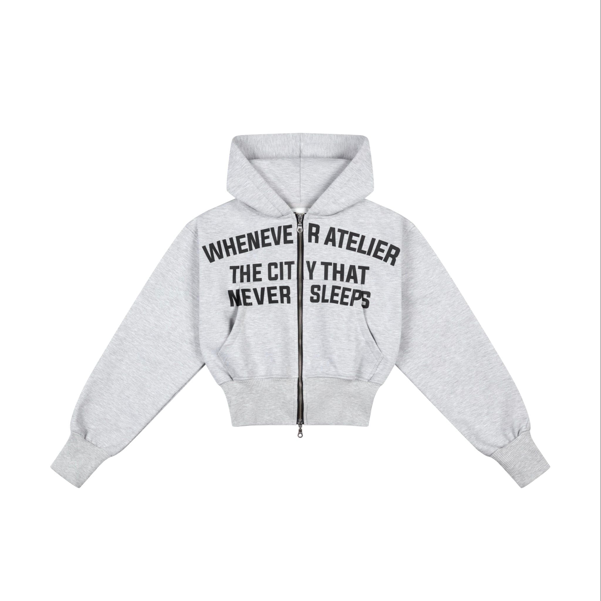 ÁO KHOÁC “WHENEVER” SS26 CROPPED ZIP-UP HOODIE / PREMIUM GREY