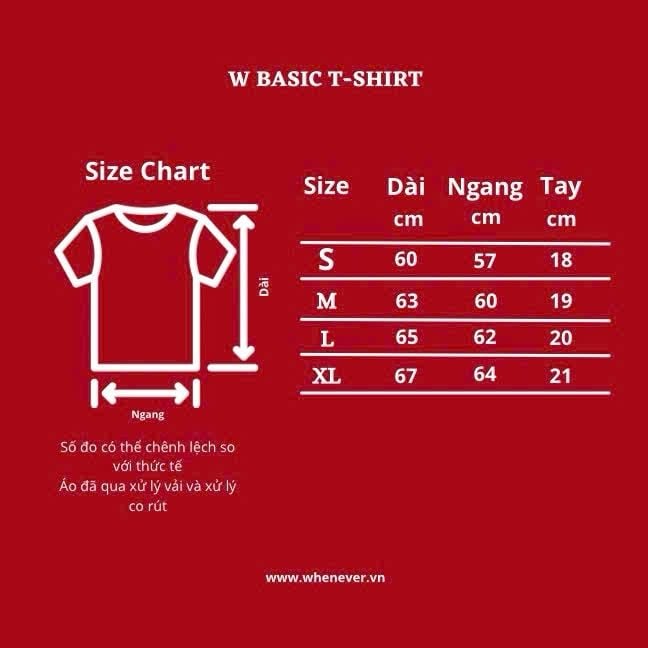 “WHENEVER” W BASIC T-SHIRT / BLACK