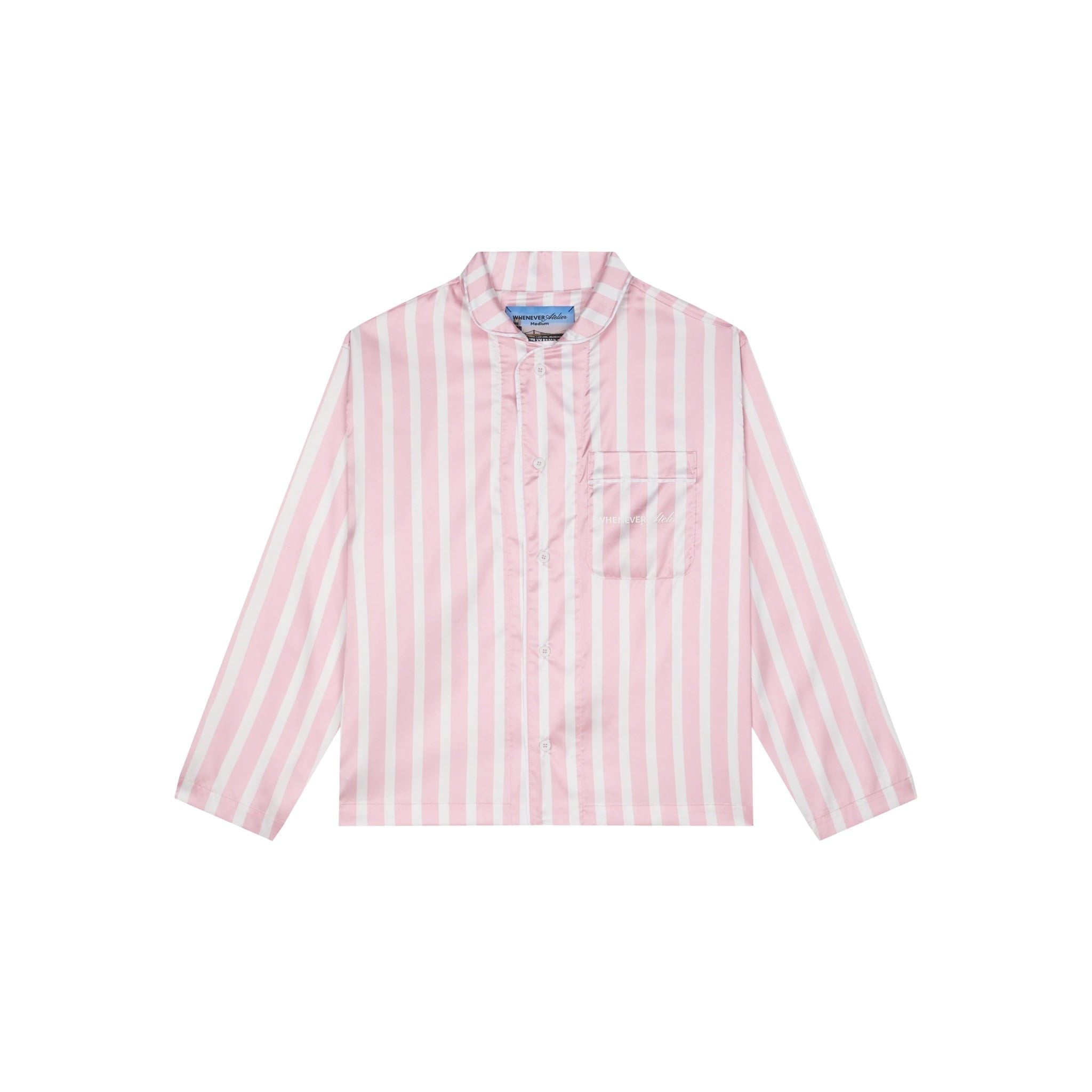 "WHENEVER" BỘ ÁO VÀ QUẦN DÀI SATIN LONG PAJAMA SHIRT + PANTS  / PINK