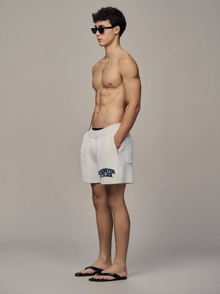 QUẦN DỆT KIM "WHENEVER" BASIC LOGO KNIT SHORTS / WHITE