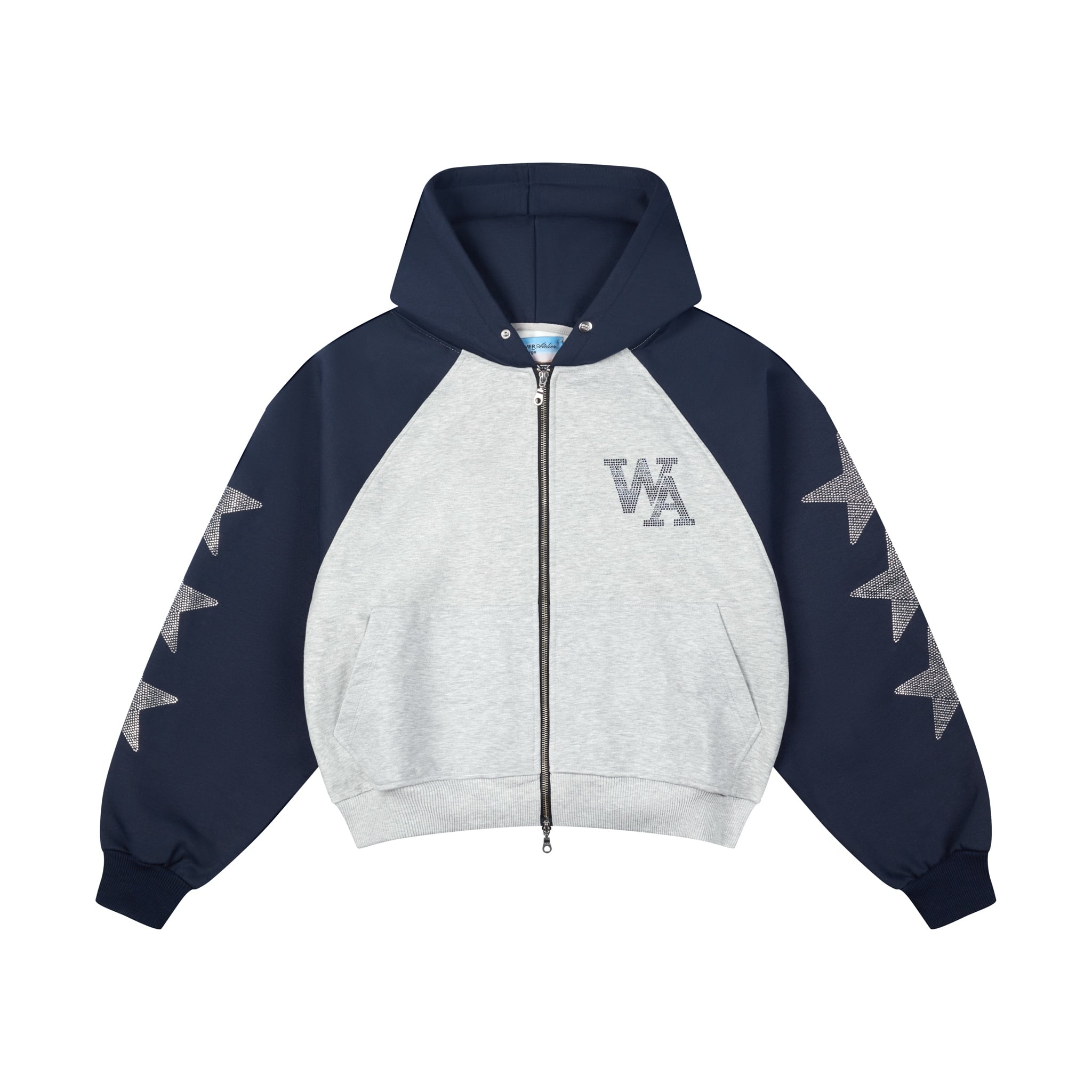Áo khoác ”WHENEVER” SUPER STAR RAGLAN HOODIE ZIP / GREY NAVY